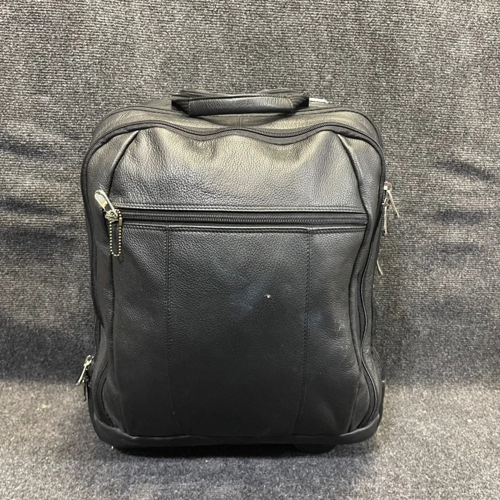 Wilsons Leather Pelle Studio Rolling Laptop Bag Black Briefcase Carry On Luggage